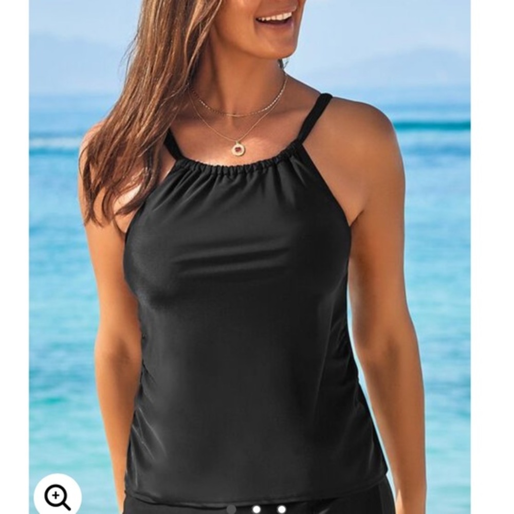 Swimsuits For All Shirred High Neck Tankini Top-Size 24 NWT
